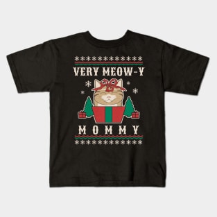 Very Meow-y Mommy Funny Christmas Cat Kids T-Shirt